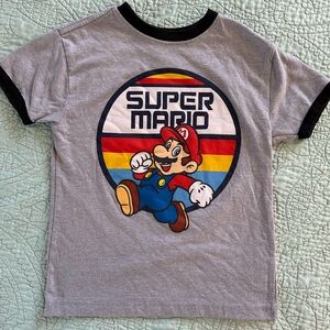 Super Mario Boys Graphic Ringer Tee Shirt Short Sleeve Size XS